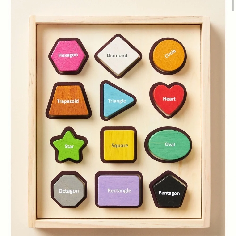 Anthropologie Stacking Cups, Stacking Rings, and Shape Sorter Puzzle NEW - Picture 2 of 14